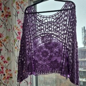 Spectacular Light Purple Crochet Top Size OS